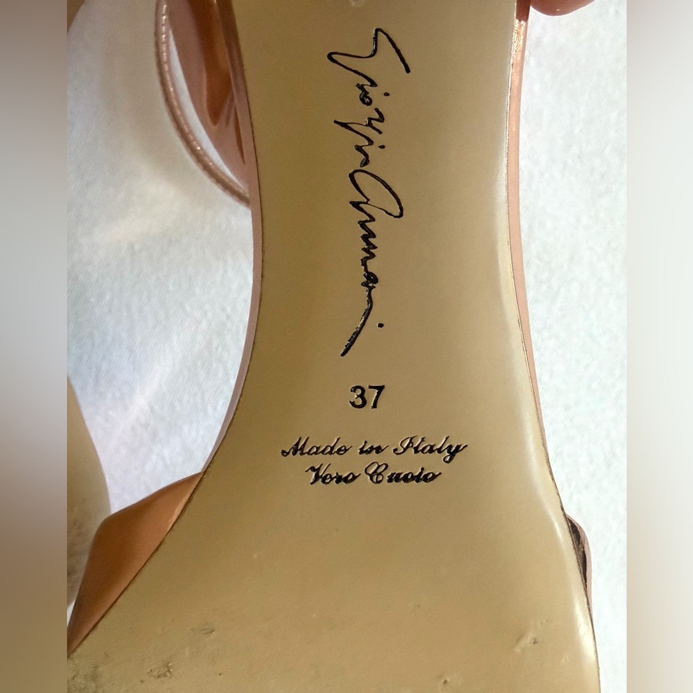 Giorgio Armani Metallic Rose Gold Stiletto Heels, ankle strap, worn once, 37 - Picture 10 of 16